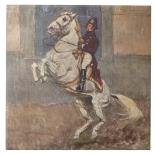 VitLipizzan hingst Courbette Kakelplatta