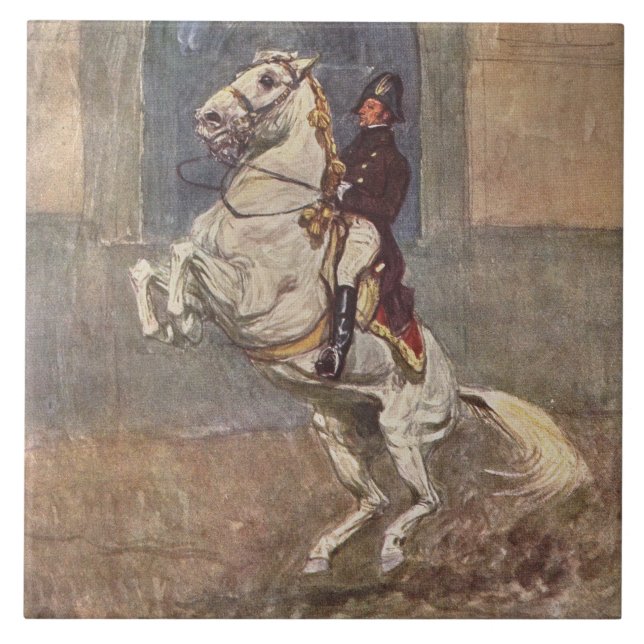 VitLipizzan hingst Courbette Kakelplatta (Framsidan)