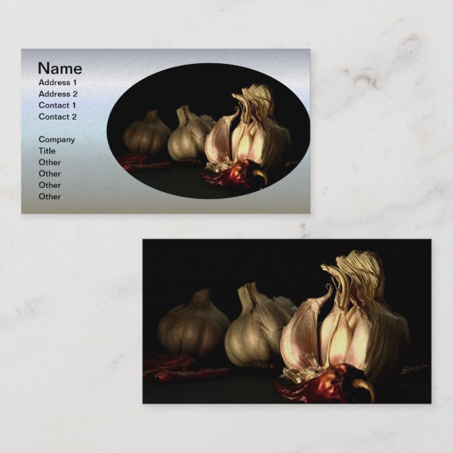 Vitlök och pepparkryddor visitkort (Fram/baksida)