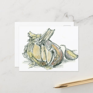Vitlökväxter Allium Medicinal Cooking Spice Teckni Vykort