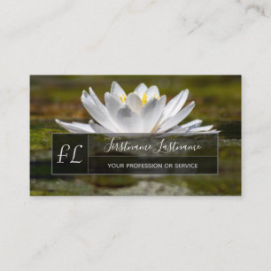Vitlotus blomstrande mentalvårdskassmonogram visitkort