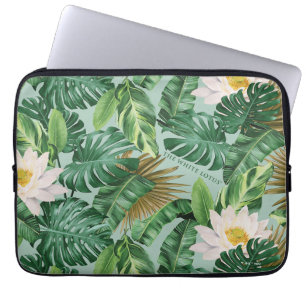 Vitlotus tropiska Canopy Mönster Laptop Fodral