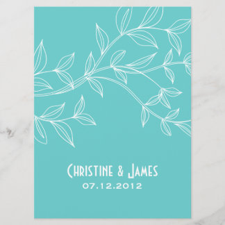 Vitlöv på aqua, subtil bröllopinbjudan inbjudningar