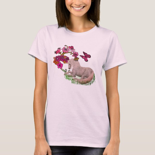 Vitmajs och blommor t shirt (Framsida)
