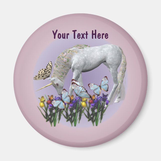 Vitmajs och fjärilar fantasy Magnet (Framsidan)