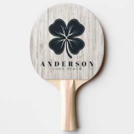 Vitmålad Träfyraklöver med Namn Pingisracket