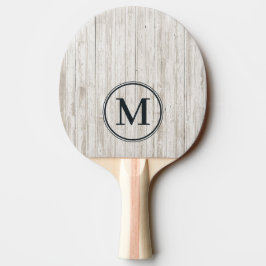 Vitmålad Trämonogram Pingisracket