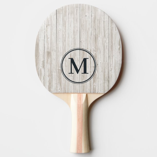 Vitmålad Trämonogram Pingisracket (Baksidan)