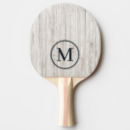 Vitmålad Trämonogram Pingisracket