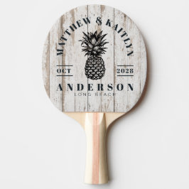Vitmålad Trätropisk Ananas Bröllopskamouflage Pingisracket