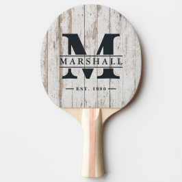 Vitmålade Träskivor Monogram & Namn Överdrag Pingisracket
