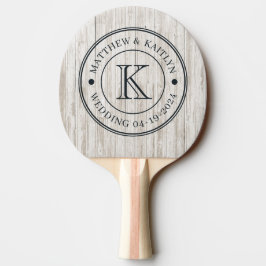 Vitmålat Trä Bröllopsmonogram Pingisracket