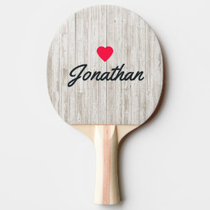 Vitmålat Trä Vintage Hjärtformad Signatur Pingisracket