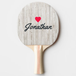 Vitmålat Trä Vintage Hjärtformad Signatur Pingisracket