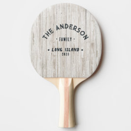Vitmålat Trä Vintage Kust Familjenamn Pingisracket