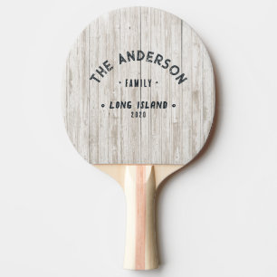 Vitmålat Trä Vintage Kust Familjenamn Pingisracket