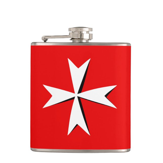Vitmaltesiska symbolen Kor och Malta flagga mode Fickplunta (Framsidan)