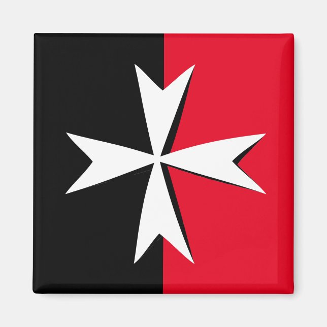 Vitmaltesiska symbolen Kor och Malta flagga mode Magnet (Framsidan)