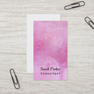 VitMandala över texturerad djupt - rosa vattenfä Visitkort