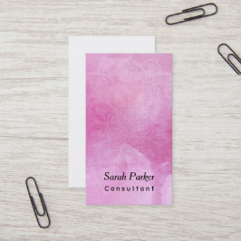 VitMandala över texturerad djupt - rosa vattenfärg Visitkort