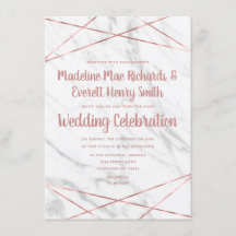 Vitmarble Ro, tresidig bröllopsinbjudan