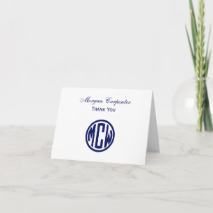 Vitmarinen cirklar Monogramstilsorten DIY BG Tack Kort