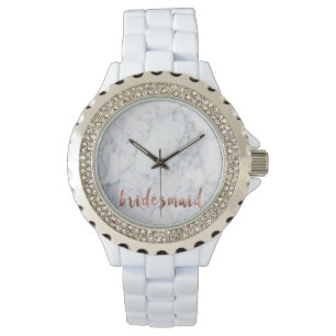 Vitmarmelad av elegant faux ro guld armbandsur