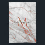 Vitmarmor för koppar i elegant, Guld Kökshandduk<br><div class="desc">Elegant Chic Ro Guld och White Marble Monogram redo för hemdekordesign för att anpassa dig med ditt monogram.</div>