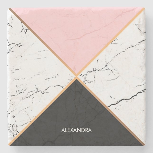 Vitmarmor med guld- linjer stenunderlägg (Framsidan)