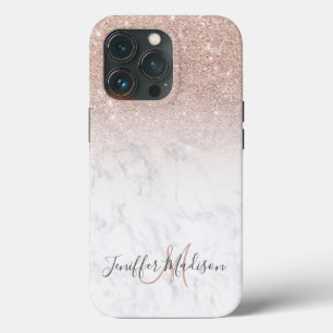 Vitmarmor Personlig vid rosa ros glitter