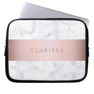 Vitmarmor ro guld laptop sleeve