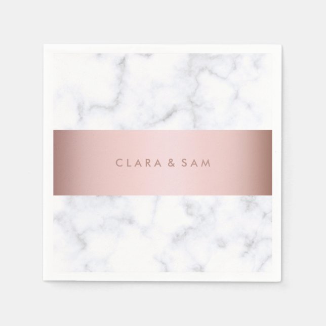 Vitmarmor ro guld pappersservett (Framsidan)