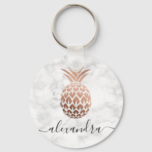 Vitmarmorananas av Elegant kopparkoppar från guld Nyckelring