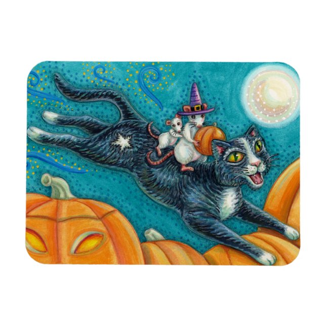 VITMICE & BLACK CAT PÅ HALLOWEEN SCAVENGER HUNT MAGNET (Horisontell)
