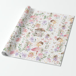 Vitministisk Blommigt Fairy Garden Tea Party Birth Presentpapper