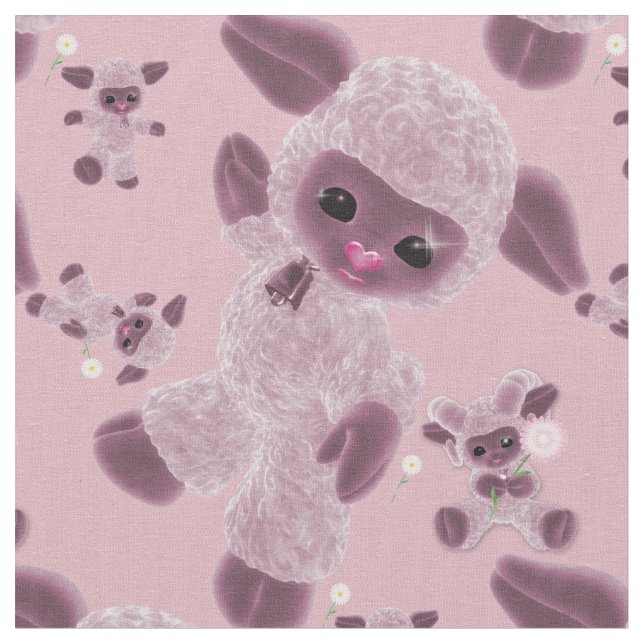 Vitmisk Baby Plush Leksak Lamb Land Rosa Tyg (Närbild)