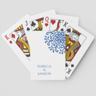Vitmisk blå blommig Bröllop Casinokort