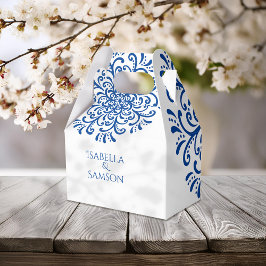 Vitmisk blå blommig Bröllop Presentaskar