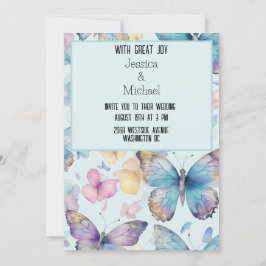 Vitmisk blå fjärilar Bröllop Inbjudningar