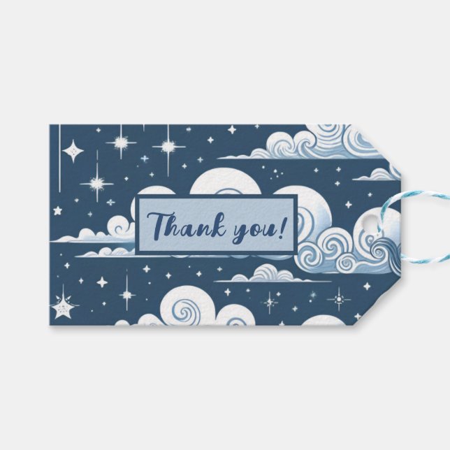 Vitmisk blå kelestial Tack Presentetikett (Framsidan (Horisontell))