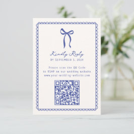 Vitmisk, blå QR-Osa Hand plockade Bröllop OSA Kort
