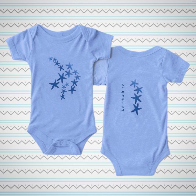 Vitmisk blå stjärtfenad havskust t shirt (Bella+Canvas Infant Tri-blend One Piece Blue)
