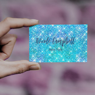 Vitmisk blåakafisk faux Glitter Magnetiska Visitkort