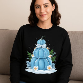 Vitmisk blåpumpad pumpa mysiga säsong t shirt