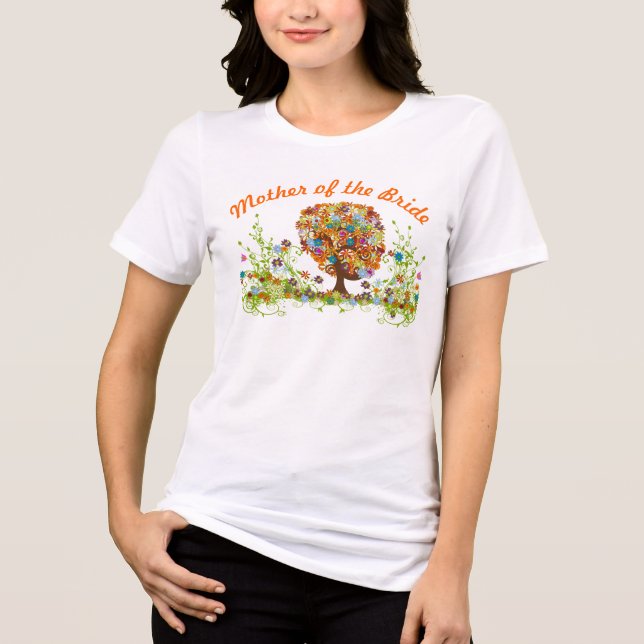 Vitmisk blomma Träd Bröllop T Shirt (Framsida)