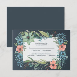 Vitmisk Blommigt Salmon Blue Grönt Bröllop OSA Kort