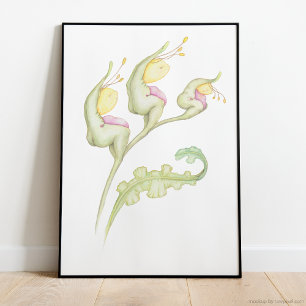 Vitmisk botanisk blommigt fantasi varelser vattenf poster