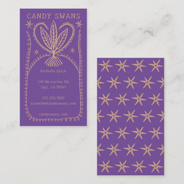 Vitmisk botanisk boho-Anpassningsbar i Ram Visitkort (Fram/baksida)