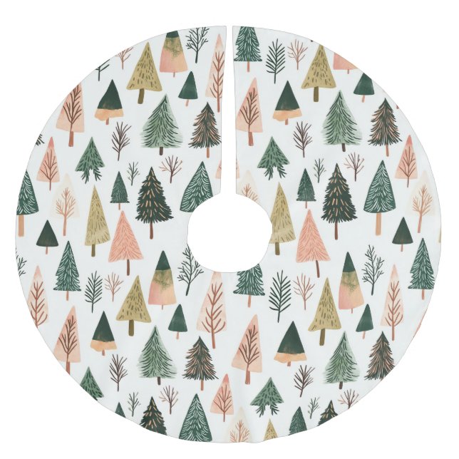 Vitmisk botanisk Helgdag Mönster Julgransmatta Borstad Polyester (Framsidan)