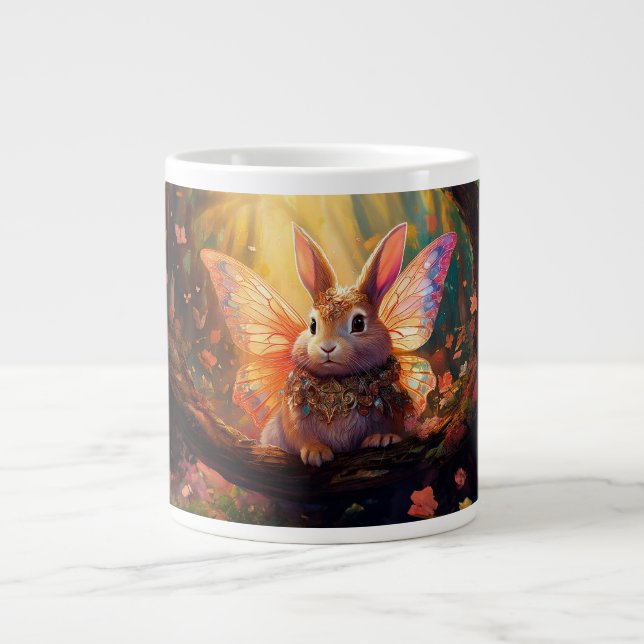 Vitmisk bunny i en förändrad skog jumbo mugg (Framsidan)